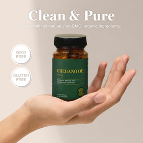 Ingrédients biologiques utilisés dans les capsules d'huile d'origan.