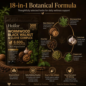 Ingrédients botaniques de Holior Health sur une table
