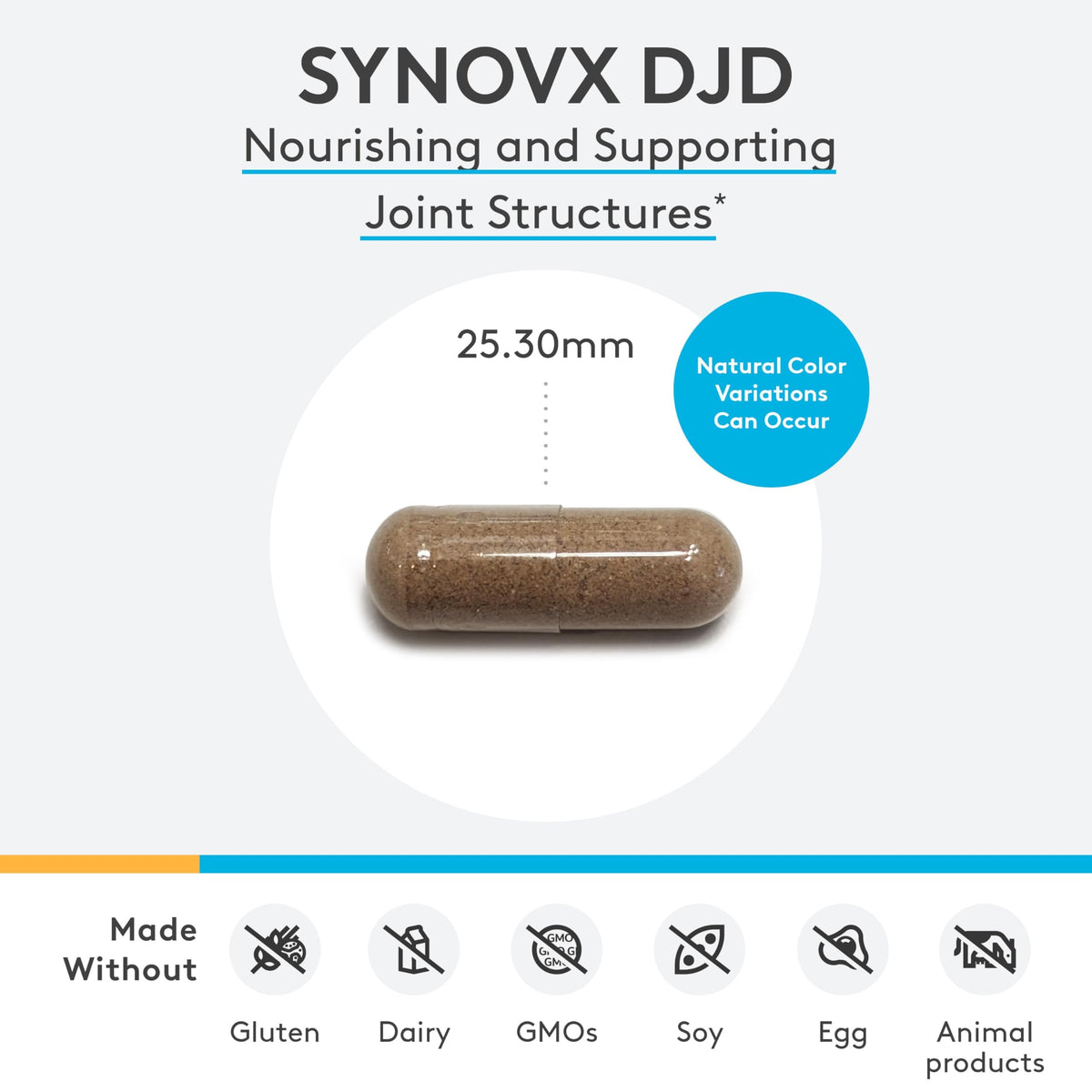 Ingrédients clés de XYMOGEN SynovX DJD sur une table