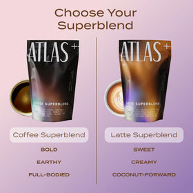Ingrédients d'Atlas Latte Superblend sur une table
