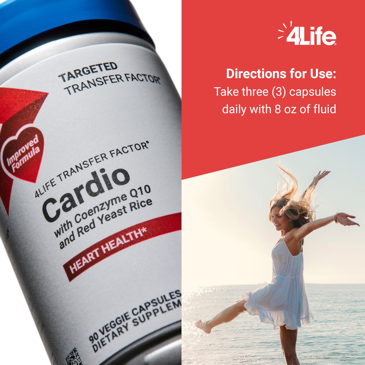 Ingrédients de 4Life Cardio sur fond blanc