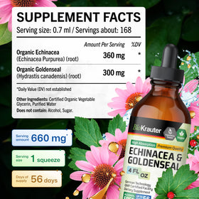 Ingrédients de BIO KRAUTER Echinacea Goldenseal sur l'étiquette