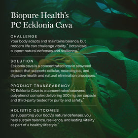 Ingrédients de BioPure PC Ecklonia Cava sur table