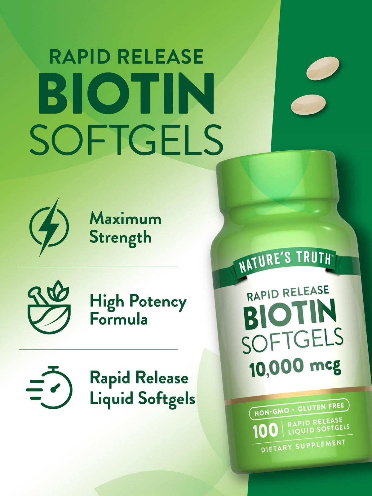 Ingrédients de Biotine Nature's Truth affichés sur l'étiquette