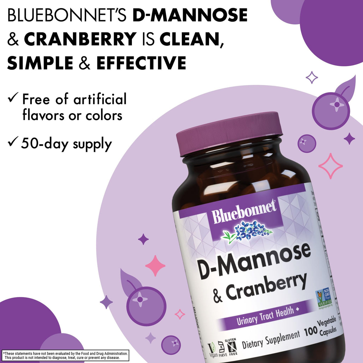Ingrédients de BlueBonnet D-Mannose et Cranberry