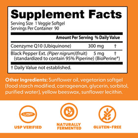Ingrédients de Doctor's BEST CoQ10 300mg avec BioPerine
