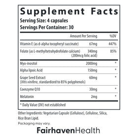 Ingrédients de Fairhaven Health OvaBoost sur une table