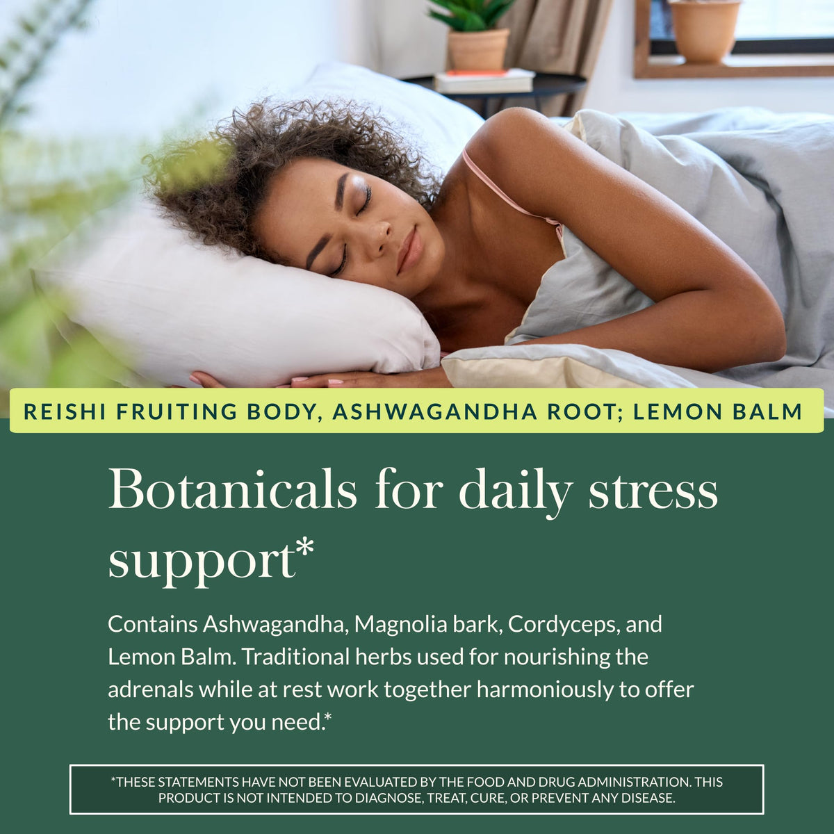 Ingrédients de Gaia Herbs Adrenal Health Nightly Restore en gros plan