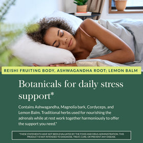 Ingrédients de Gaia Herbs Adrenal Health Nightly Restore en gros plan
