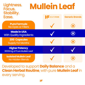 Ingrédients de l'extrait de feuille de mullein Healthfare