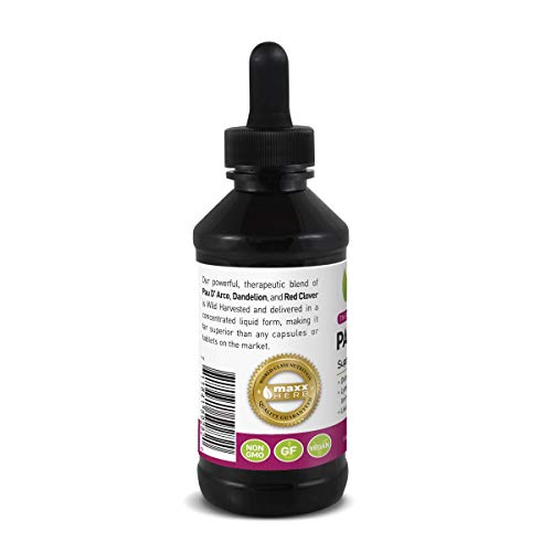 Ingrédients de l'extrait liquide Pau D'Arco Maxx Herb sur l'étiquette