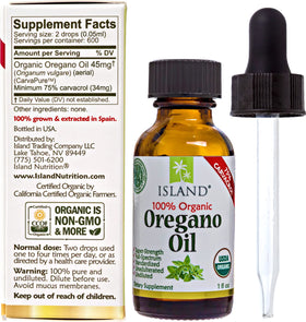 Ingrédients de l'huile d'origan bio Island Nutrition