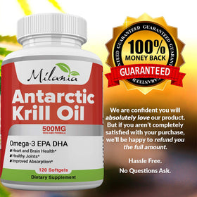 Ingrédients de l'huile de krill MILANIA affichés sur l'étiquette