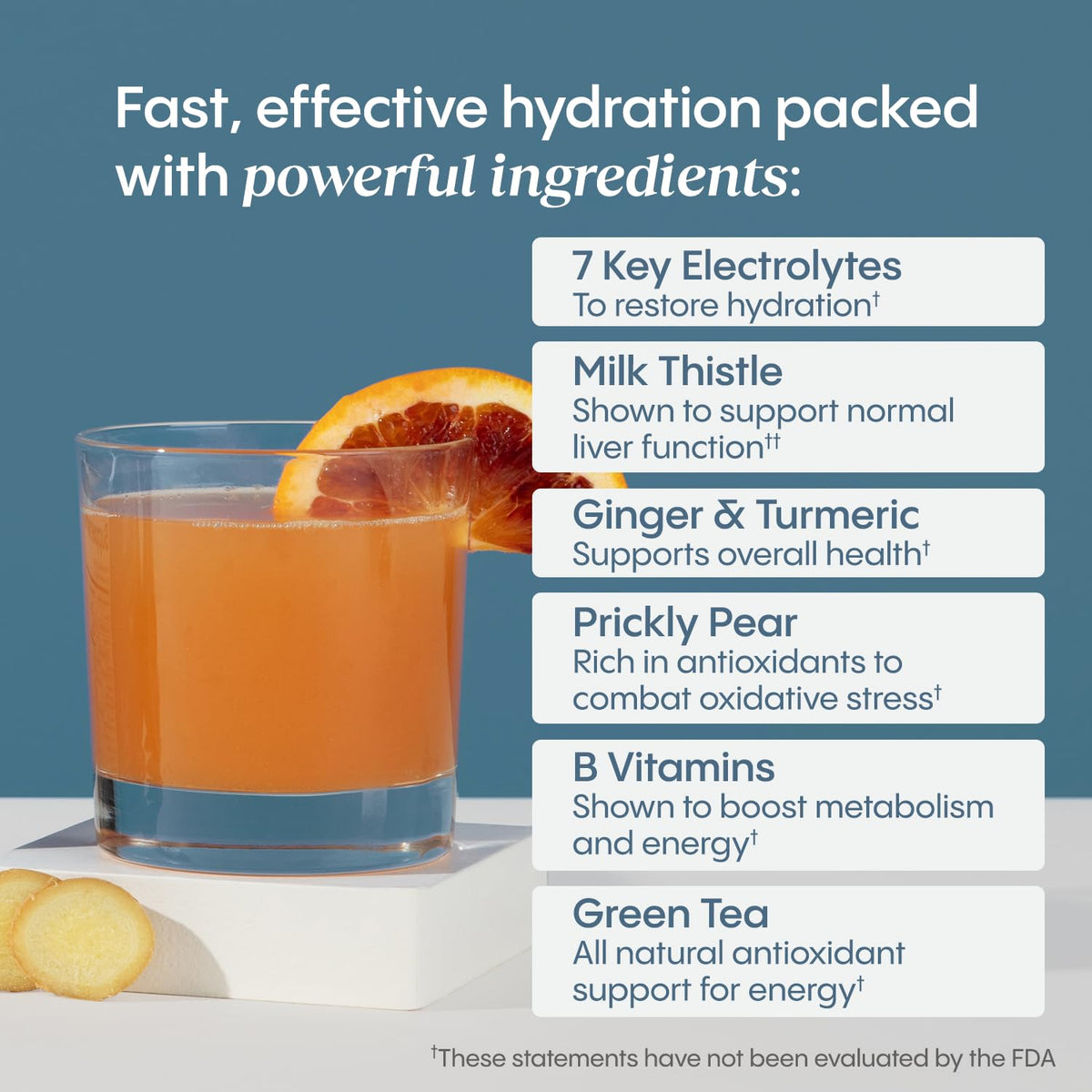 Ingrédients de la boisson Hydralyte sur fond blanc