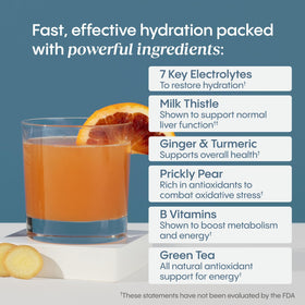 Ingrédients de la boisson Hydralyte sur fond blanc