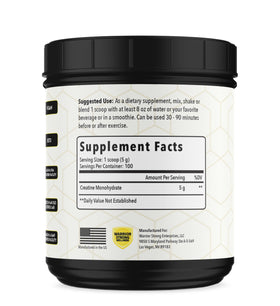 Ingrédients de la créatine monohydrate Warrior Strong Wellness, sans additifs