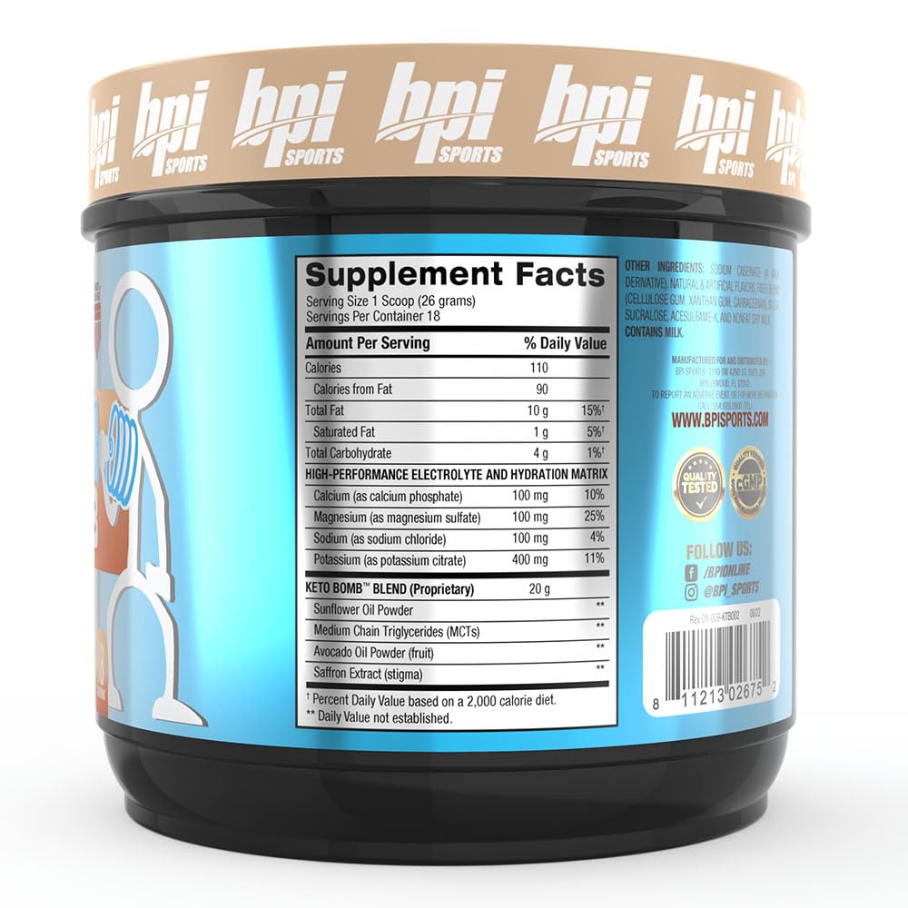 Ingrédients de la crème de café keto BPI Sports sur une table