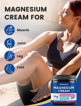 Ingrédients de la crème de magnésium Venture Pal sur une table