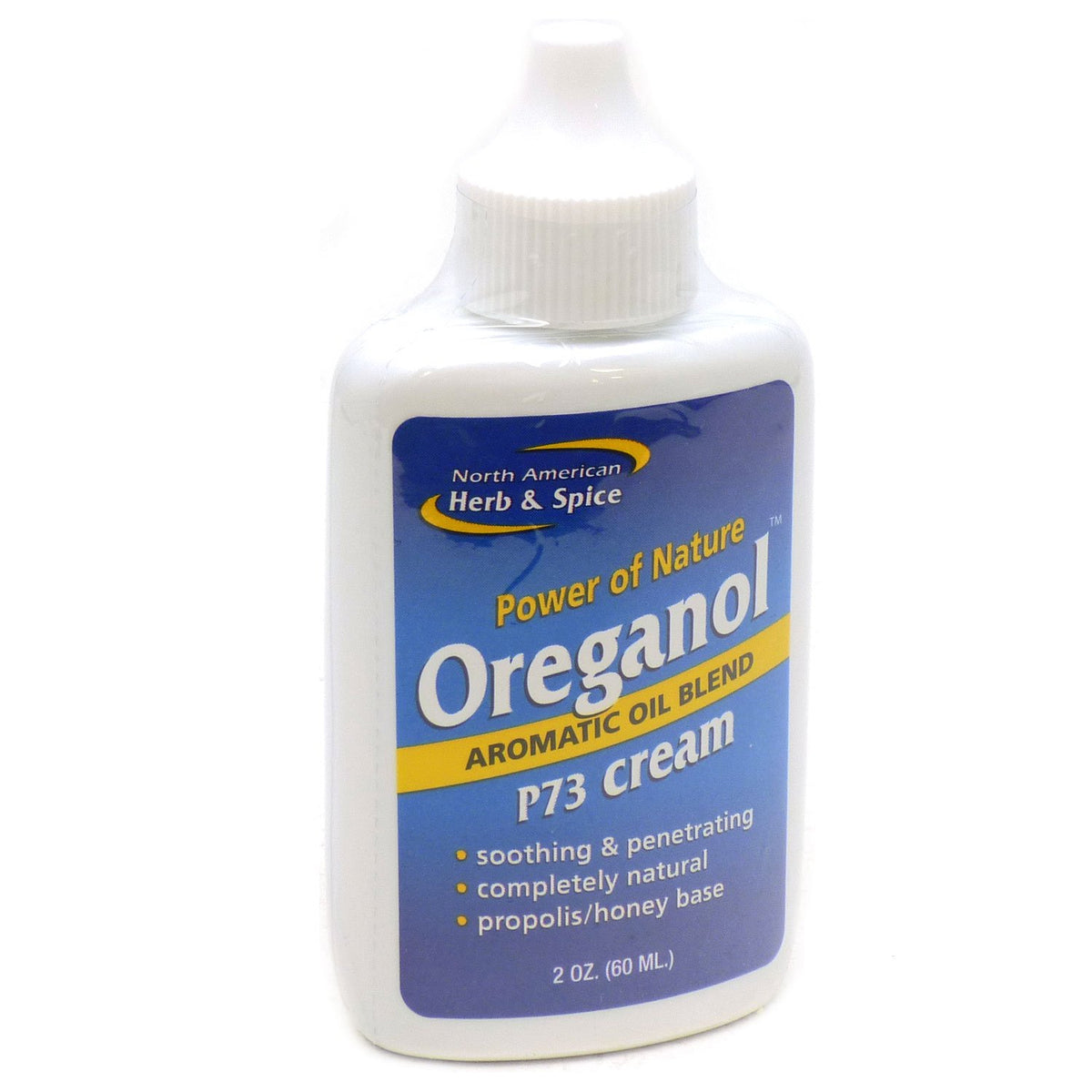 Ingrédients de la crème Oreganol P73 sur fond blanc