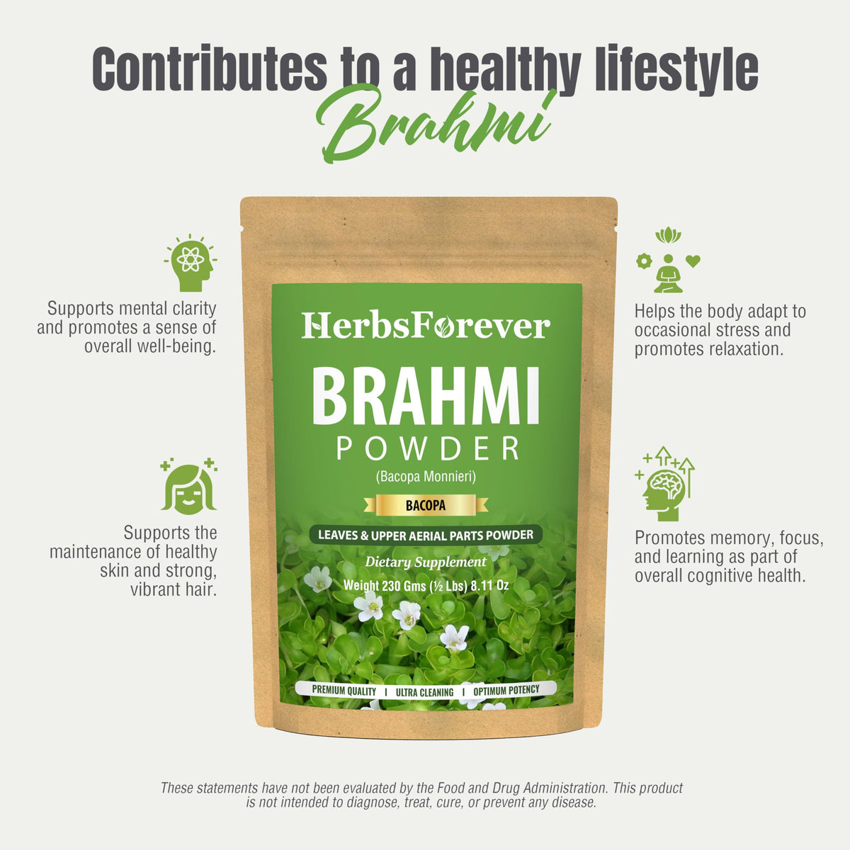 Ingrédients de la poudre de Brahmi de Herbsforever