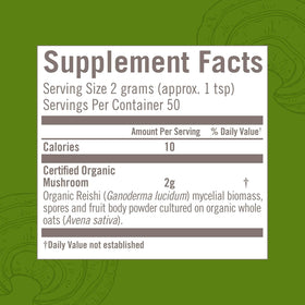Ingrédients de la poudre de champignon Reishi bio OM MUSHROOM SUPERFOOD
