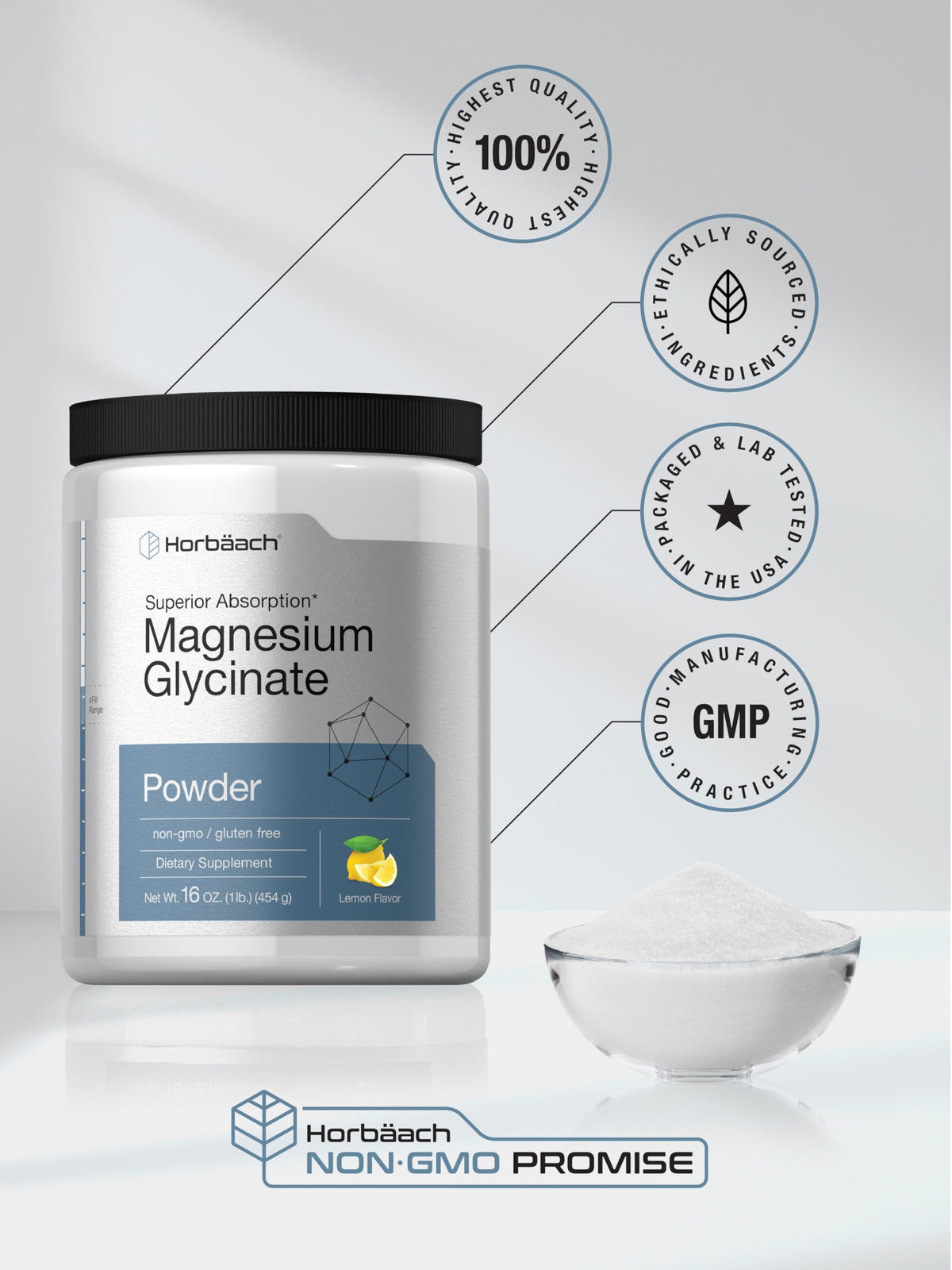 Ingrédients de la poudre de glycinate de magnésium Horbäach