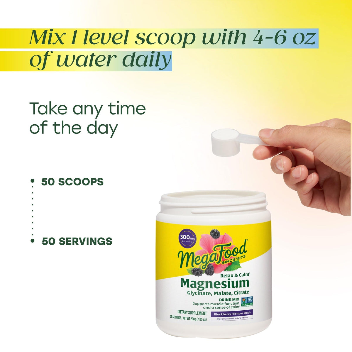 Ingrédients de la poudre de magnésium MegaFood sur l'emballage