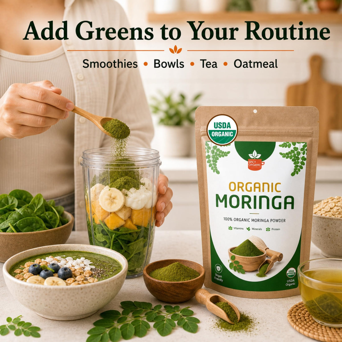 Ingrédients de la Poudre de Moringa Bio SPICY ORGANIC
