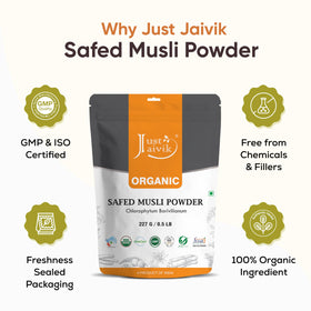 Ingrédients de la poudre de Safed Musli Bio Just Jaivik