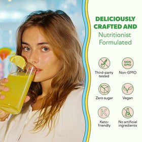 Ingrédients de la poudre de soutien daily wellness Icon sur une table