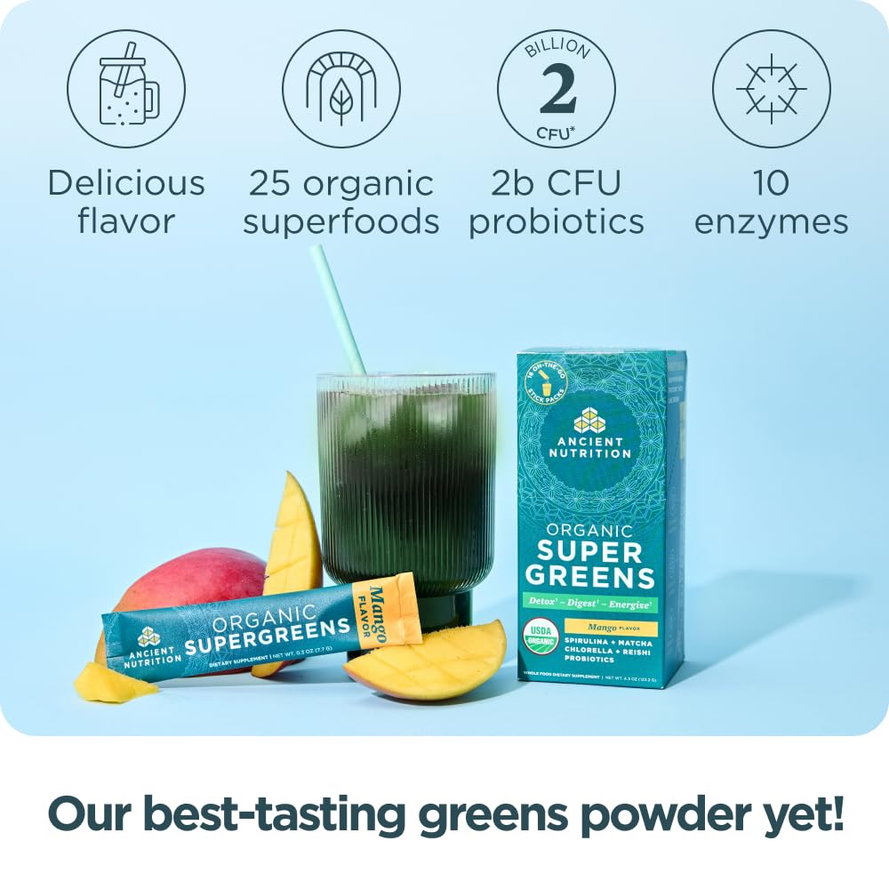 Ingrédients de la poudre de Super Greens Bio Ancient Nutrition