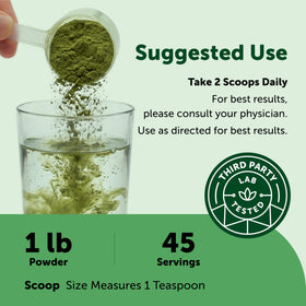 Ingrédients de la Poudre de Super Greens Micro Ingredients sur une table