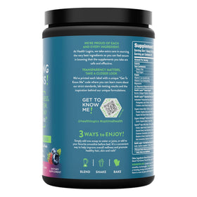 Ingrédients de la poudre Glowing Greens sur une table
