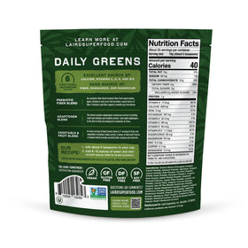Ingrédients de la poudre prébiotique Daily Greens en gros plan