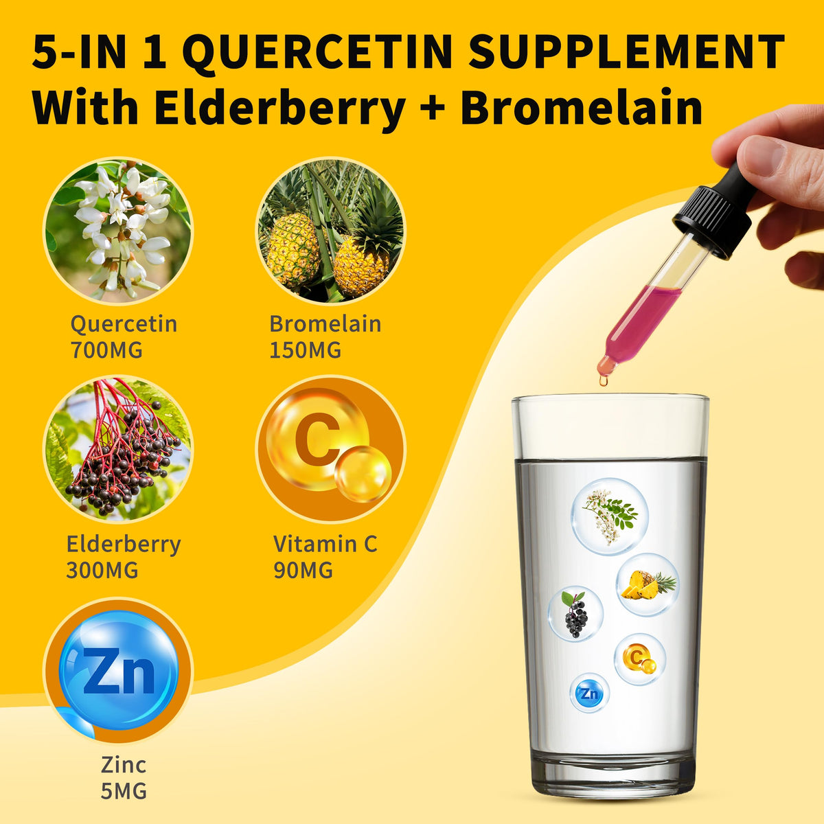 Ingrédients de la quercétine liposomale Herbance sur l'étiquette
