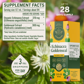 Ingrédients de la teinture d'Echinacea Goldenseal HERBAMAMA