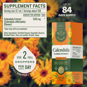 Ingrédients de la teinture de Calendula HERBAMAMA sur étiquette