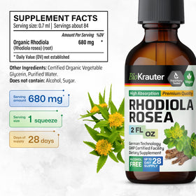 Ingrédients de la teinture de Rhodiola Rosea BIO KRAUTER