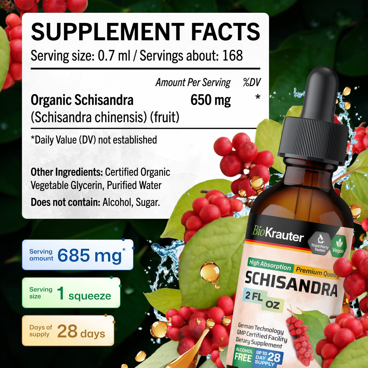 Ingrédients de la teinture de Schisandra BIO KRAUTER