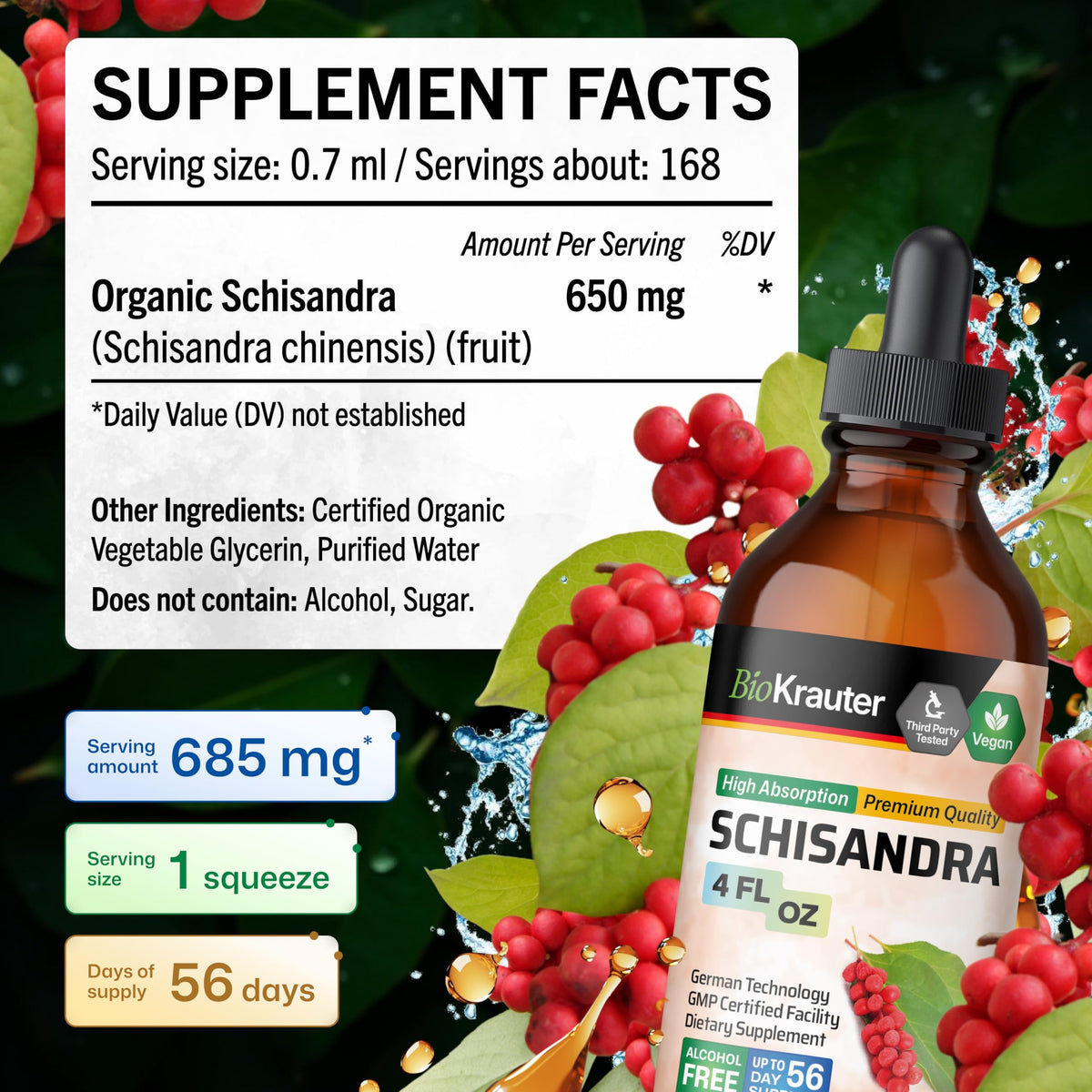 Ingrédients de la teinture de Schisandra BIO KRAUTER