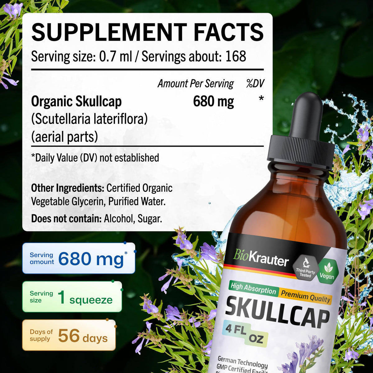 Ingrédients de la Tincture de Skullcap BIO KRAUTER