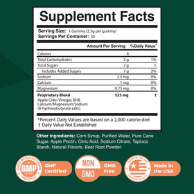 Ingrédients de Leanzene Gummy ACV BHB sur une surface plane