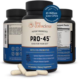 Ingredients de Live Conscious PRO45 sur l'emballage