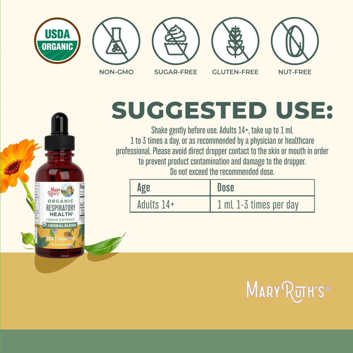 Ingrédients de MARYRUTH'S Complément Alimentaire Liquide Santé Respiratoire Bio