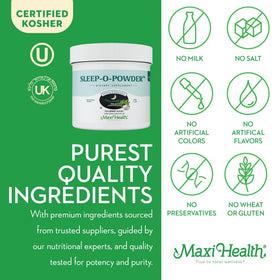 Ingrédients de Maxi Health Sleep-O-Powder 191g sur l'emballage