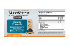 Ingrédients de MaxiVision Ocular Formula sur étiquette