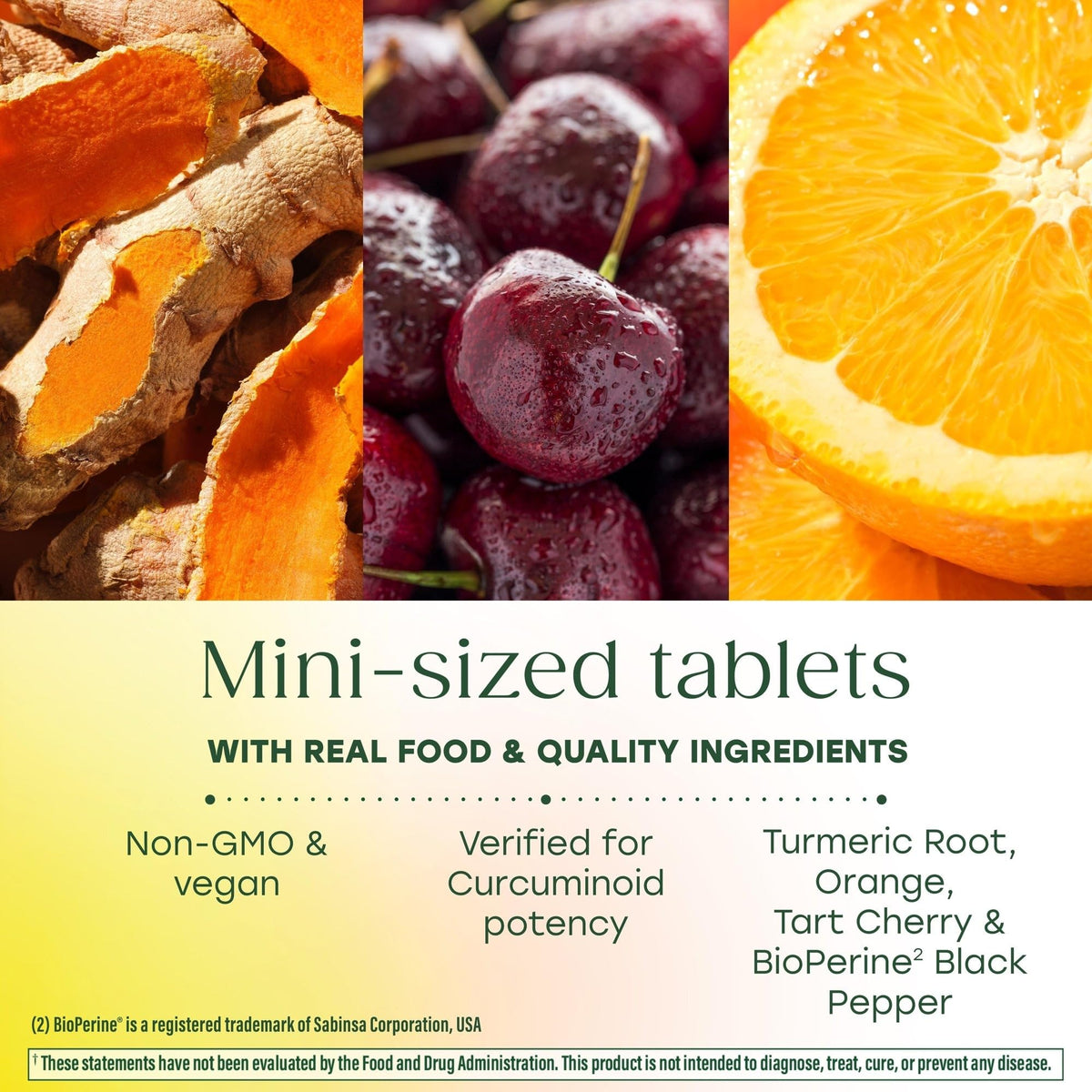 Ingrédients de MegaFood Curcuma Curcumin, cerise acidulée et myrtilles