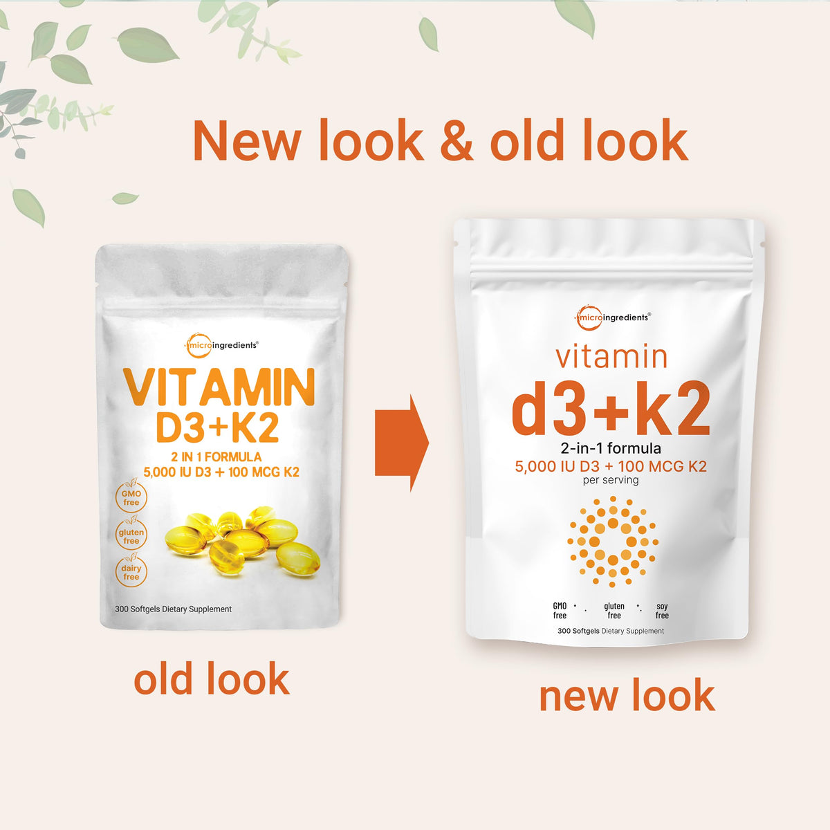 Ingrédients de Micro Ingredients Vitamine D3 et K2 avec étiquette
