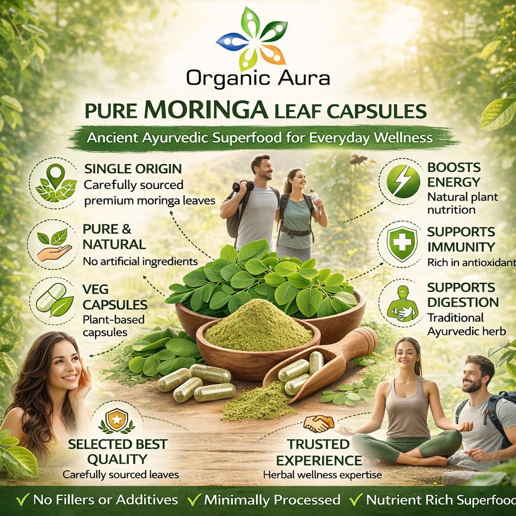 Ingrédients de Moringa Organic Aura sur l'étiquette