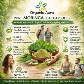 Ingrédients de Moringa Organic Aura sur l'étiquette